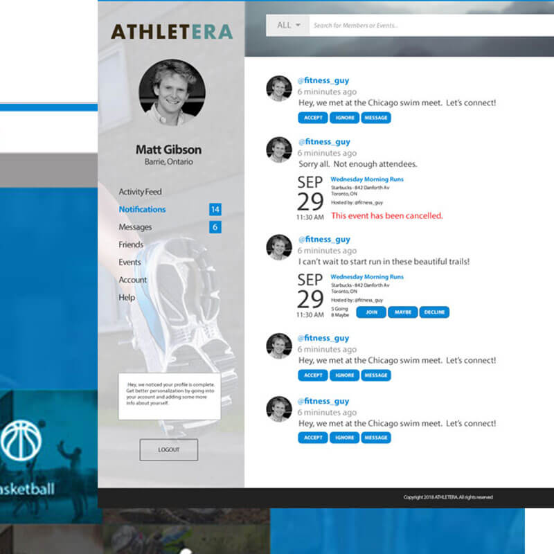 Athletera iPad App mockup